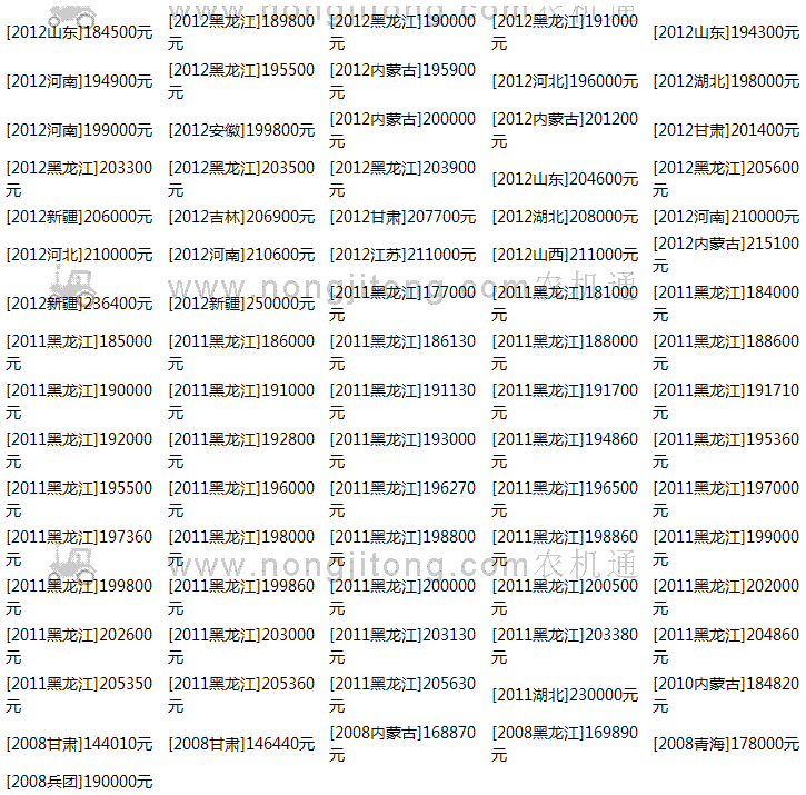 约翰迪尔w80(原1048)联合收割机价格表(全国报价表)