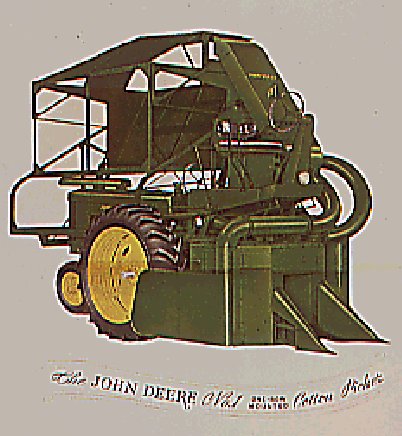 整合在拖拉机上的约翰迪尔1号摘棉机于1954年加入阵容